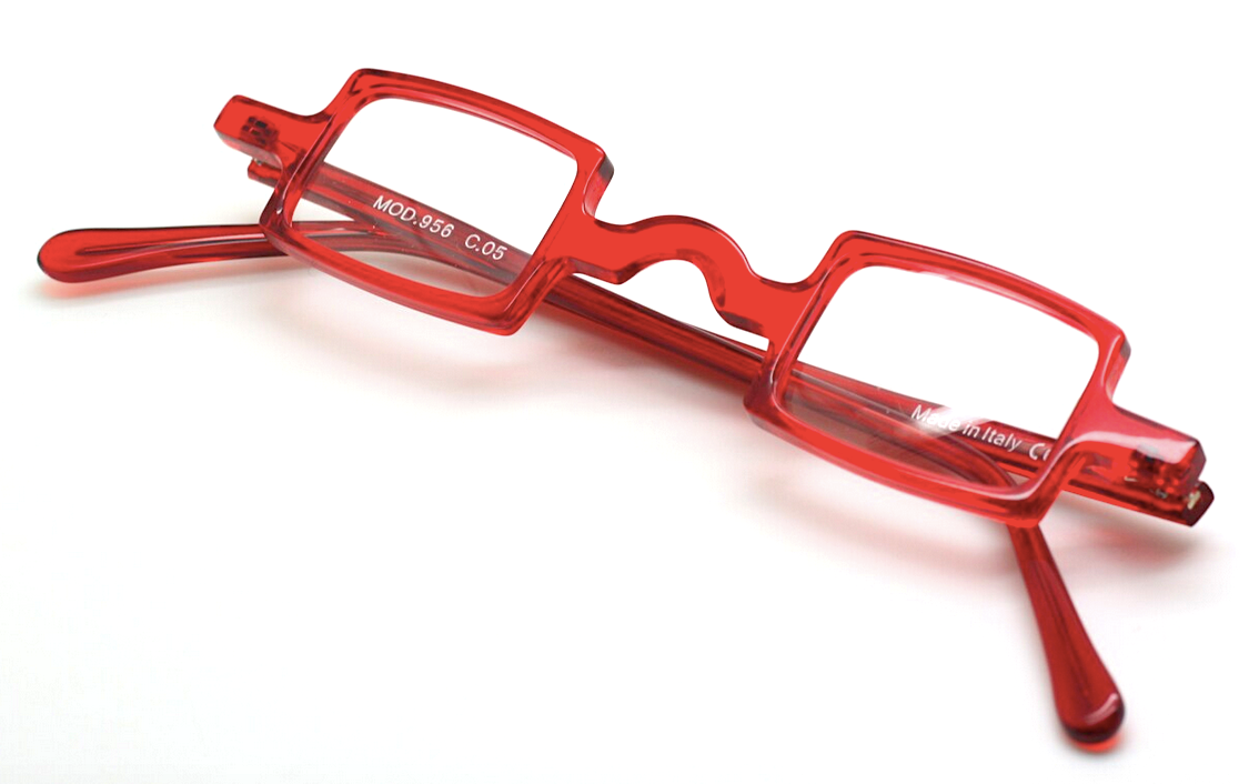 Stunning Red Acetate Eyewear Very Small Vintage Square Style
