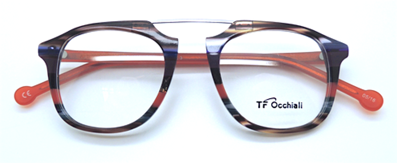 Retro Italian Rectangular TF Occhiali Metal Brow Bar Prescription Glasses 1236