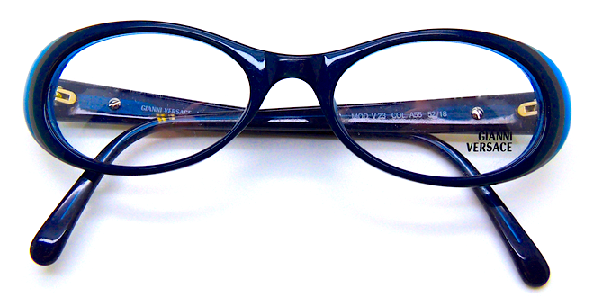 Gianni Versace V23 Green/Blue Oval Acrylic Prescription Designer Glasses 52mm Lens