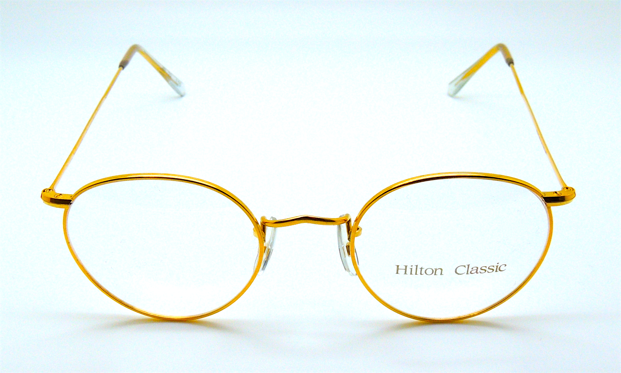 LAST ONE! Vintage Hilton 14kt Rolled Gold Shiny Gold Panto Frames 47mm Lens