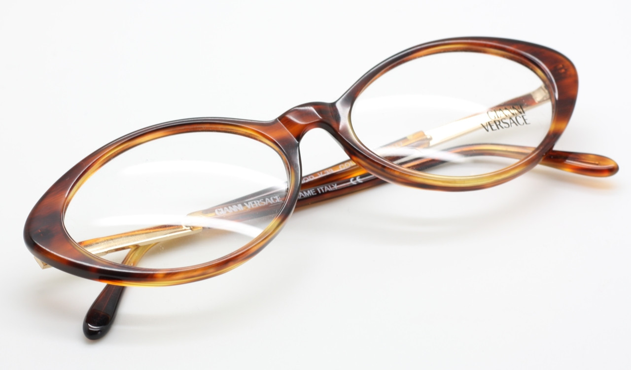 VERSACE Vintage V39 Designer Acrylic Classic  Oval Shaped Turtle Glasses