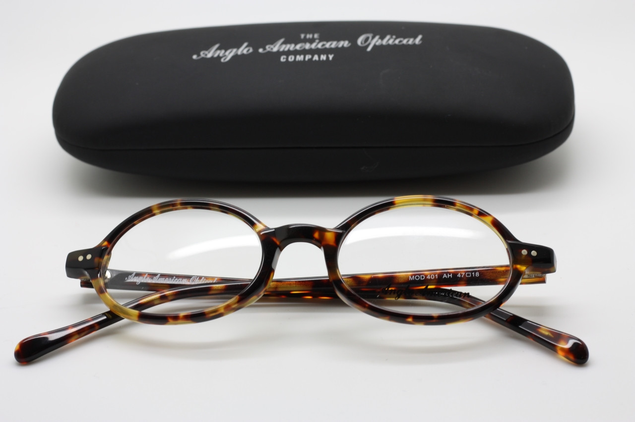 401 AH Oval Anglo American Eye Glasses With Amber Havana Acrylic Rim ...