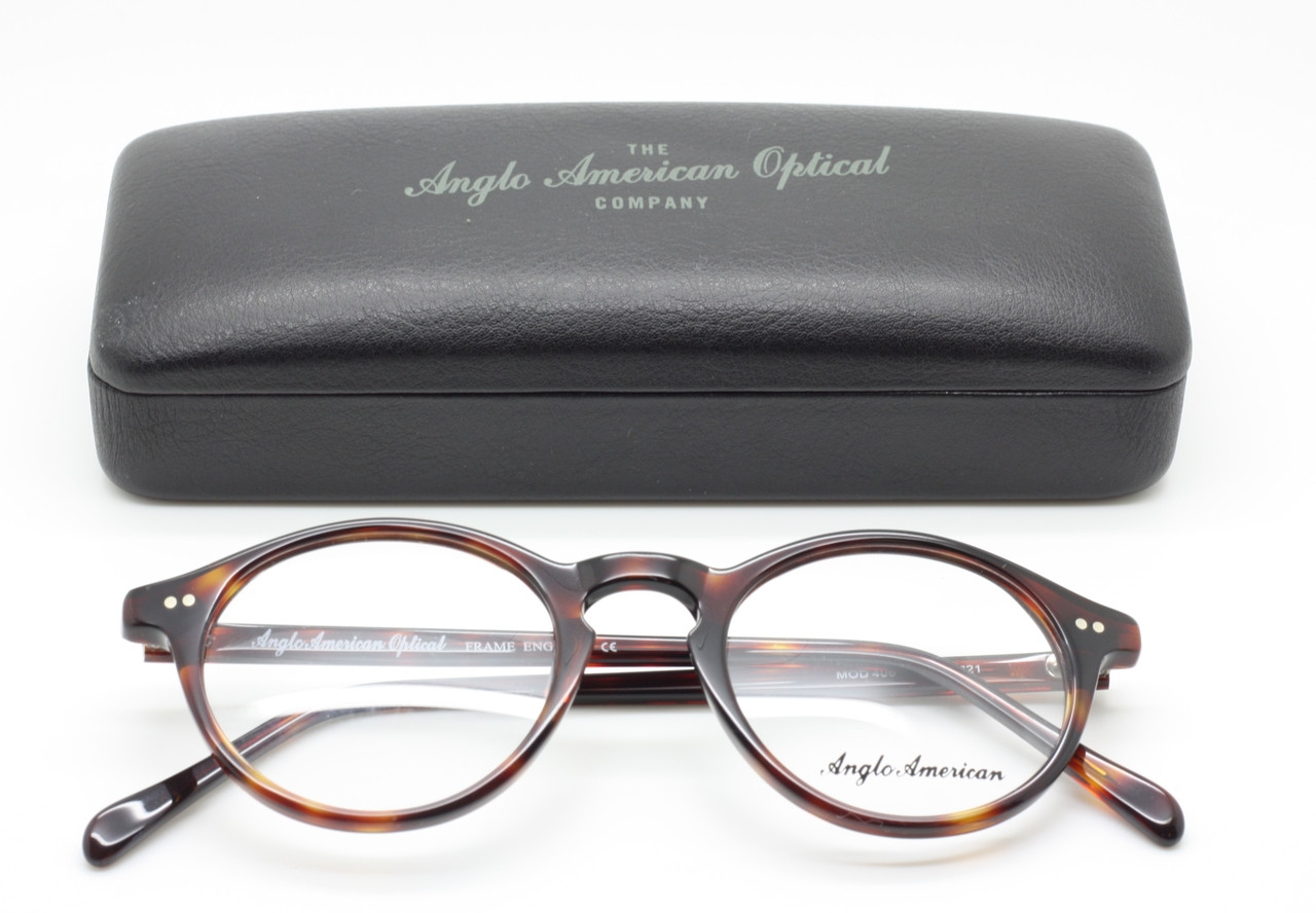 Panto Shaped Anglo American 406 Glasses Frames In Tortoiseshell Acrylic Finish AA 406 TO