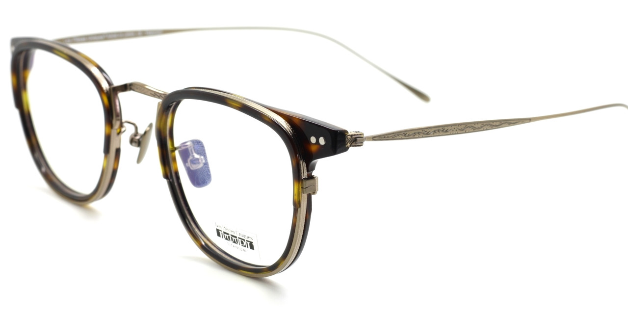 LAST ONE! Lightweight Titanium Frame By Les Pieces Uniques ULISSE Quadra Shaped Glasses In A Tortoiseshell Finish With Sun Clip
