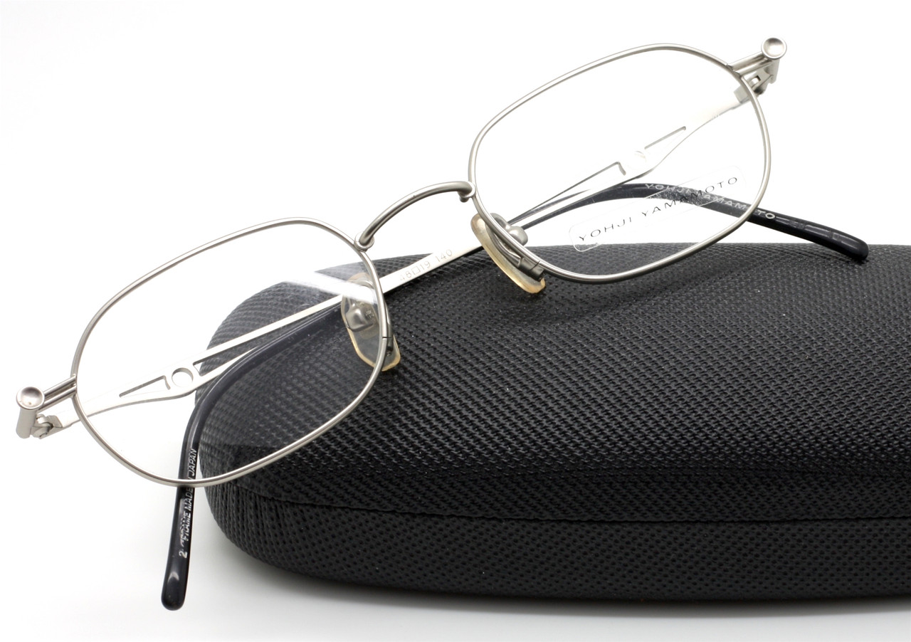Sleek Rectangular Vintage YAMAMOTO 4116 Matt Silver Designer Frames 50mm