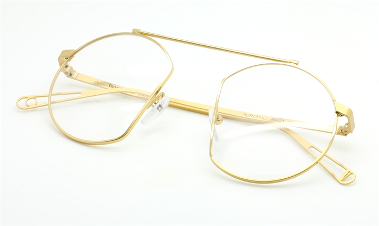 Unique AGROPOLI Original Vintage Round Style Eyewear In A Gold Finish 46mm