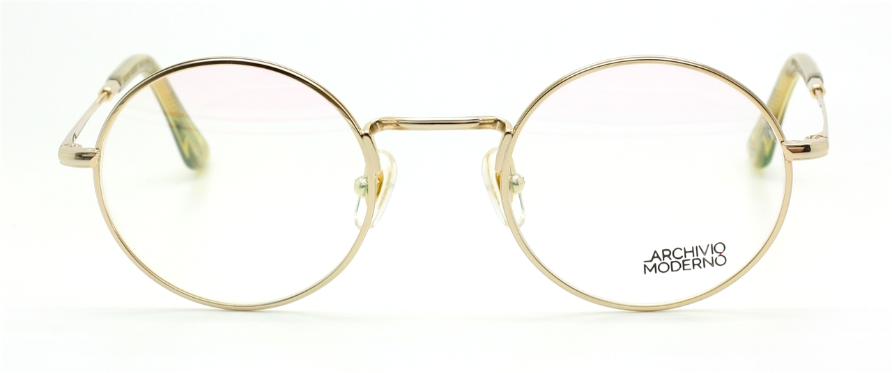 Archivio Moderno 2001 Almost Round Luxury Eyeglasses In A Shiny Gold Finish www.theoldglassesshop.com