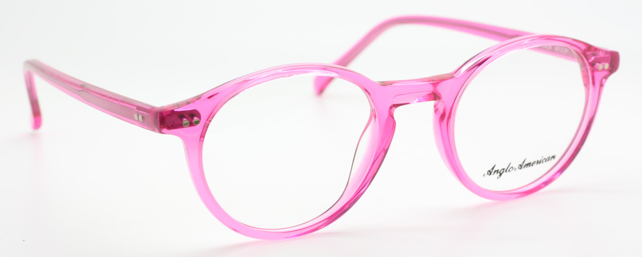 Stunning Pink Anglo American 406 Classic Panto Glasses Frames 47mm With MATCHING SUN CLIP!