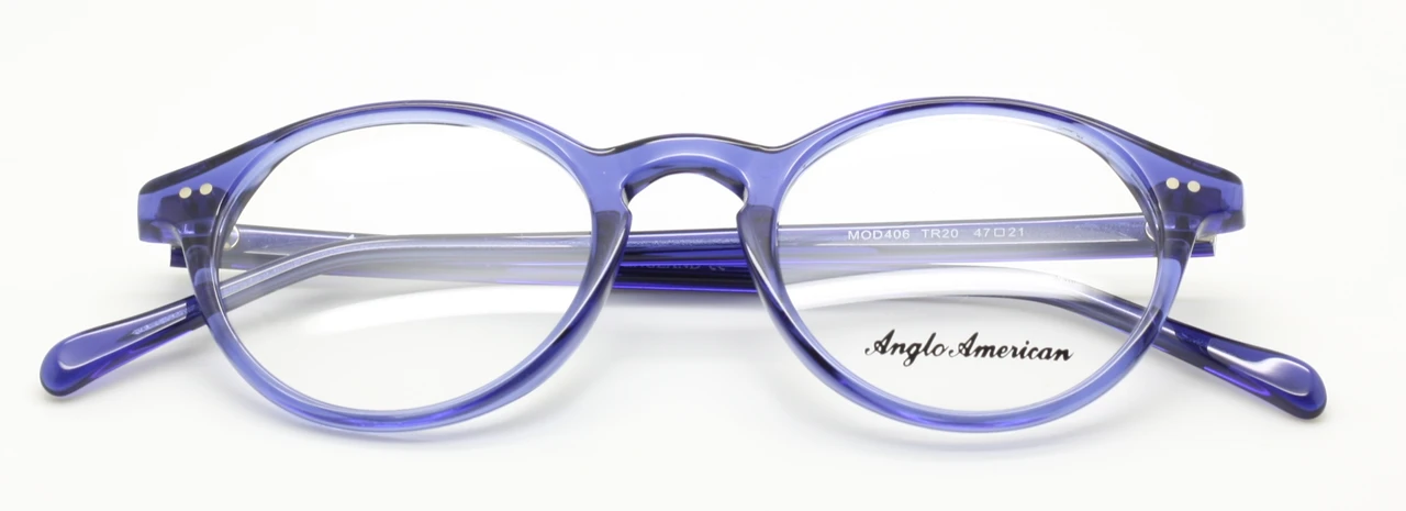 Vintage Style Anglo American 406 Classic Panto Glasses Frames In A Translucent Blue Acrylic 47mm Only
