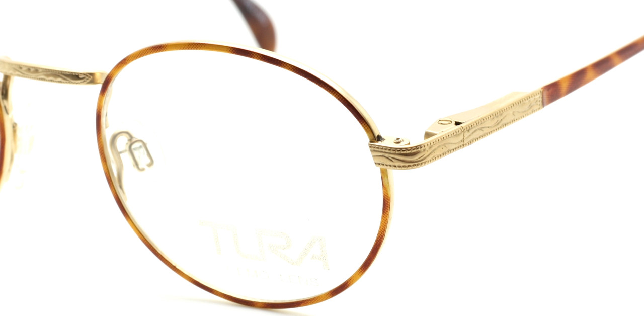 Classic Tura 722 Designer Gold and Tortoiseshell Round Style Eyewear