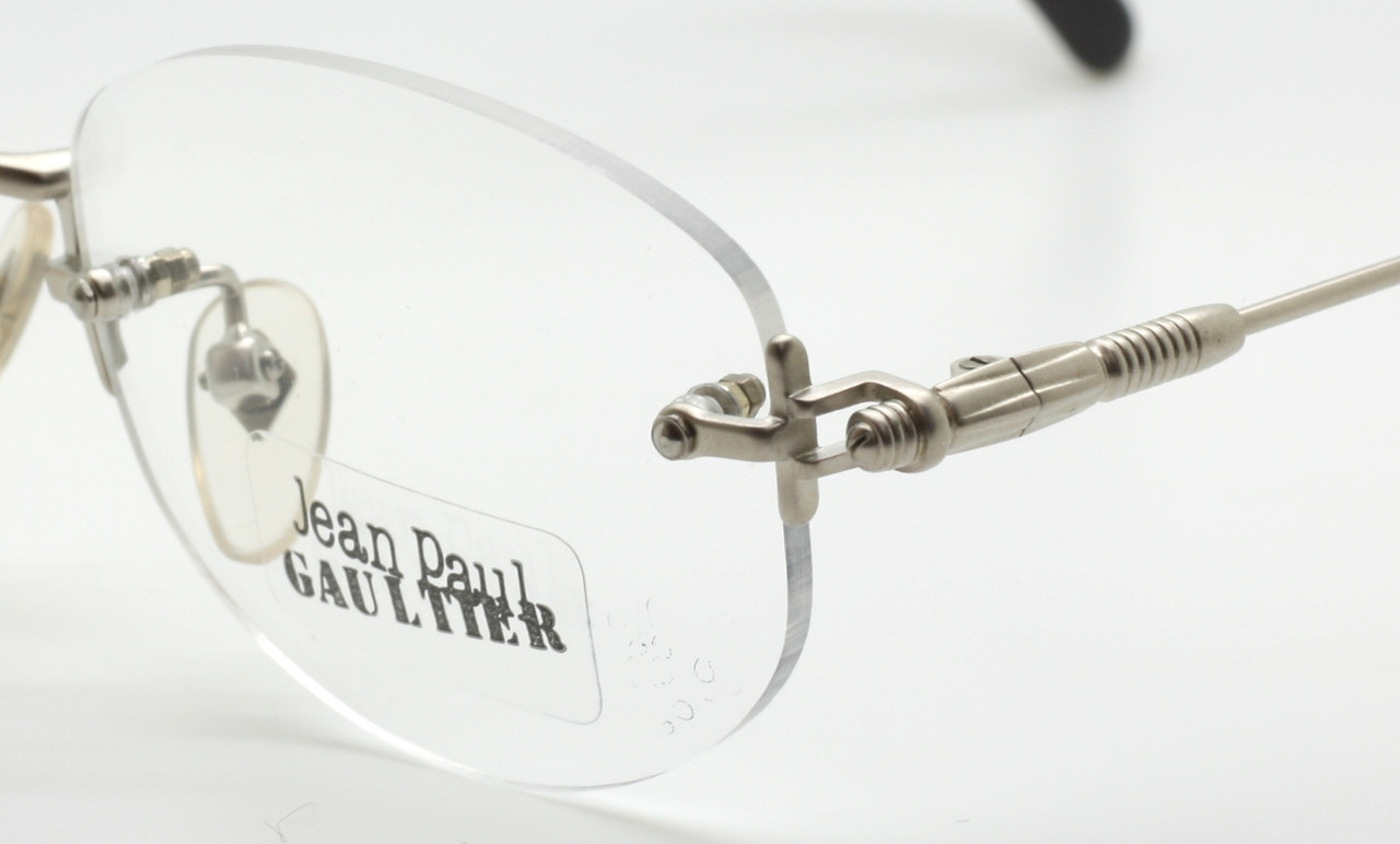 Oval Rimless JPG Glasses In Matt Silver Finish At www.theoldglassesshop.co.uk