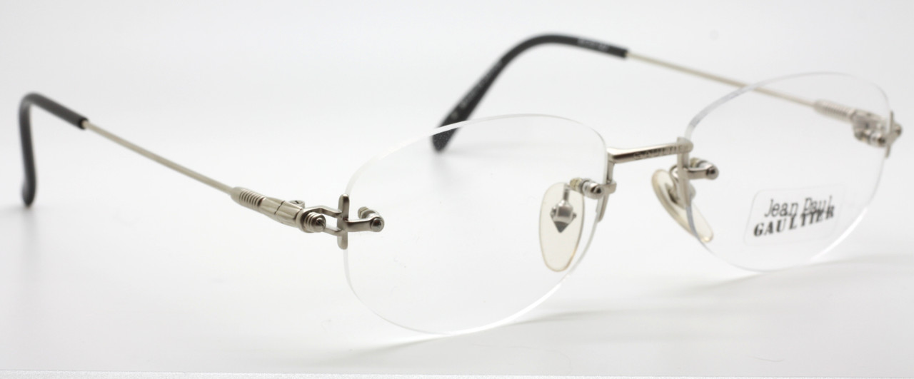 Vintage Jean Paul Gaultier 6110  Oval Rimless Eyewear In Matt Silver Finish - ONLY ONE!