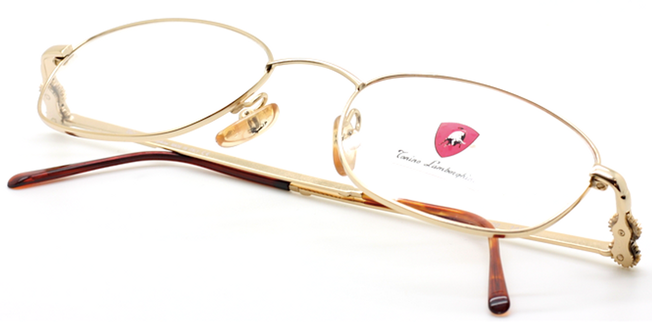 Tonino Lamborghini 052 Metal Rectangular Cog Design Glasses In A Shiny Gold Finish