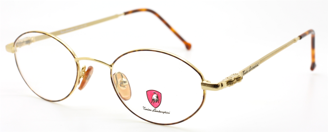 Oval Designer Vintage Eyewear By Lamborghini 054 In Gold And Tortoiseshell Effect At The Old Glasses Shop