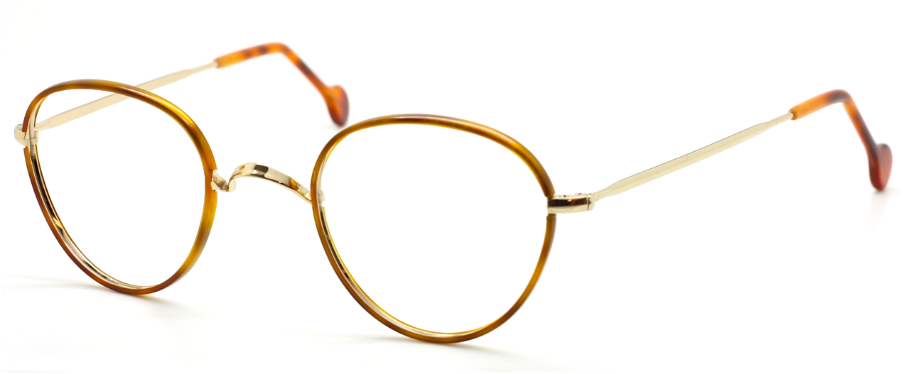 Panto NHS Style Spectacles By Beuren With Saddle Bridge And Demi Blonde Rims  42mm Eye Size And The Option Of Curlside Arms