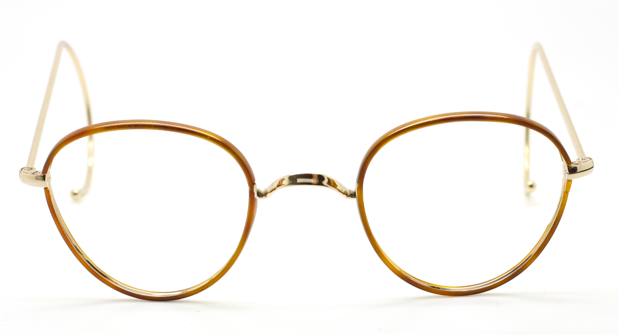 Panto NHS Style Spectacles By Beuren With Saddle Bridge And Demi Blonde Rims  42mm Eye Size And The Option Of Curlside Arms