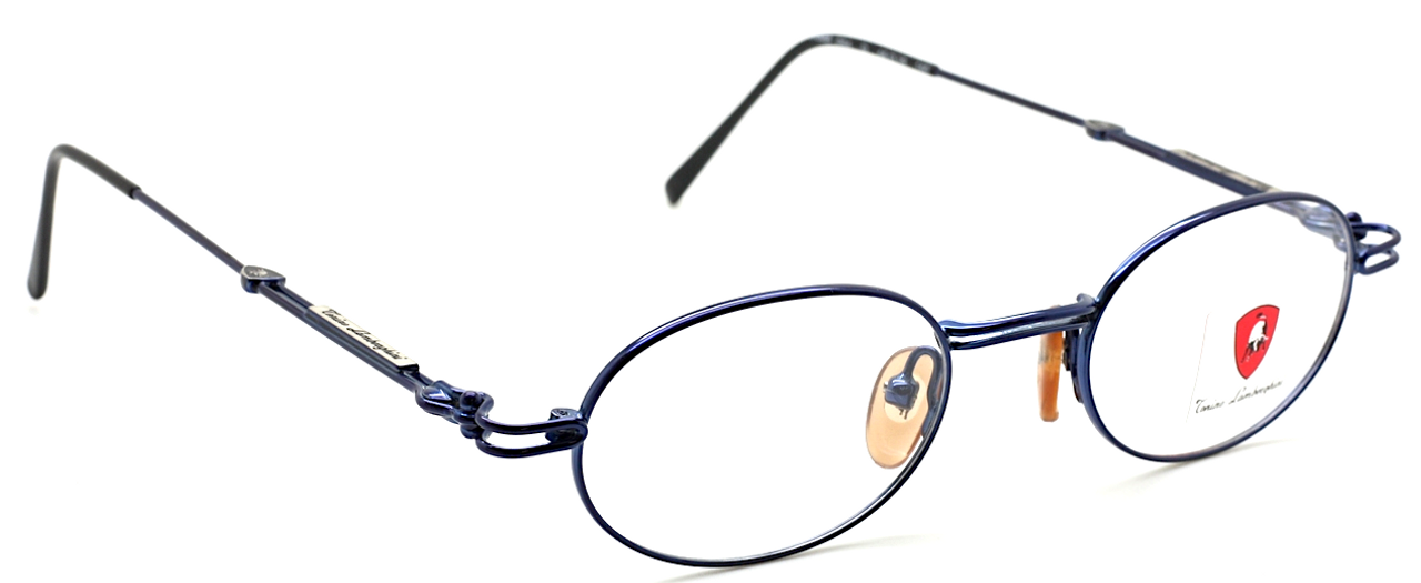 Oval Designer Tonino Lamborghini 084 Metal Eyeglasses In A Shiny Blue Finish