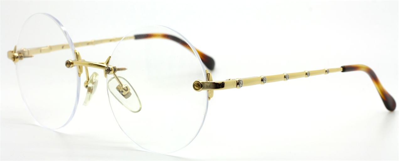Round Rimless Vintage Eyewear  By Fendai VL 7093 At The Old Glasses Shop