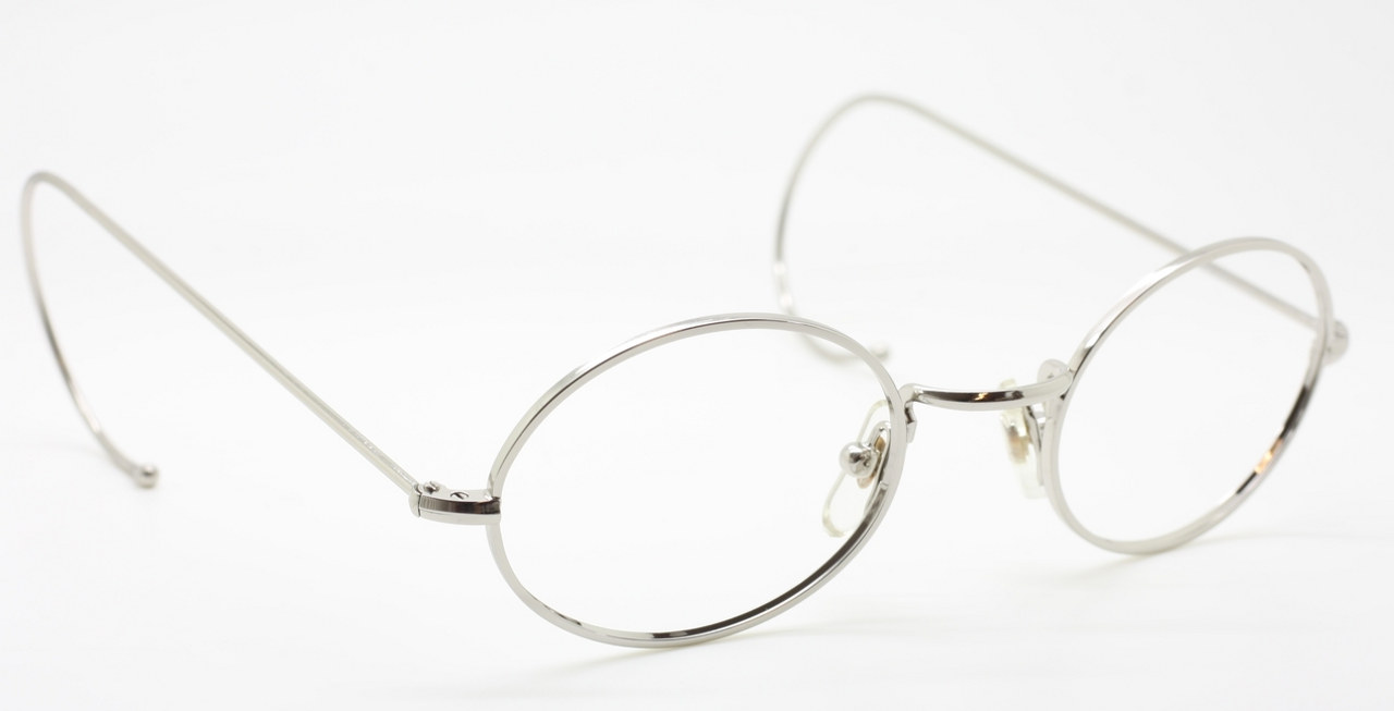 NHS Style Classic Oval Style Small Shiny Silver Eye Glasses By Beuren Varying Sizes 40mm-50mm  Eyesize With Curlsides