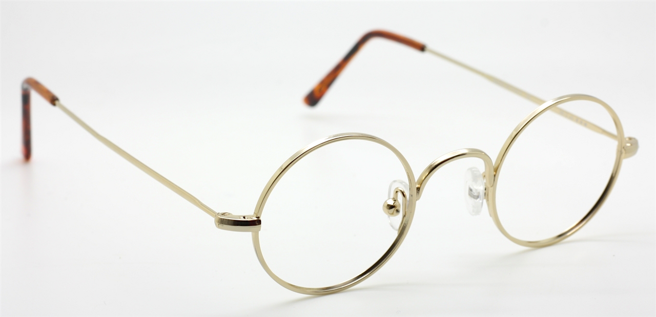 True Round Gold Colour Eyewear By Beuren With Curlside Arms 36mm-50mm Eye Sizes