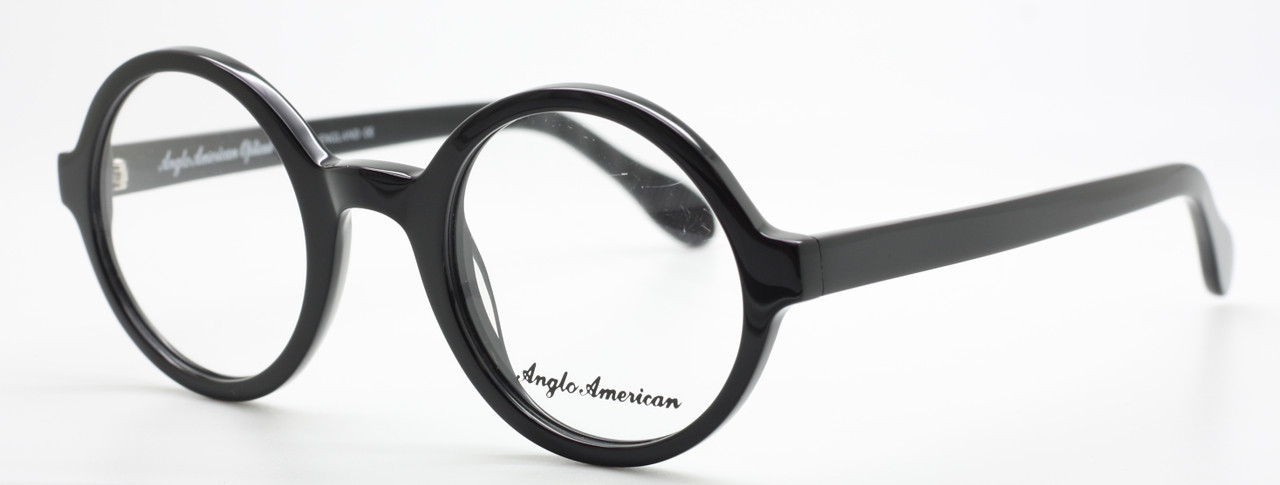 Thick Rimmed Acetate Glasses In Bold Black By Anglo American At www.theoldglassesshop.co.uk