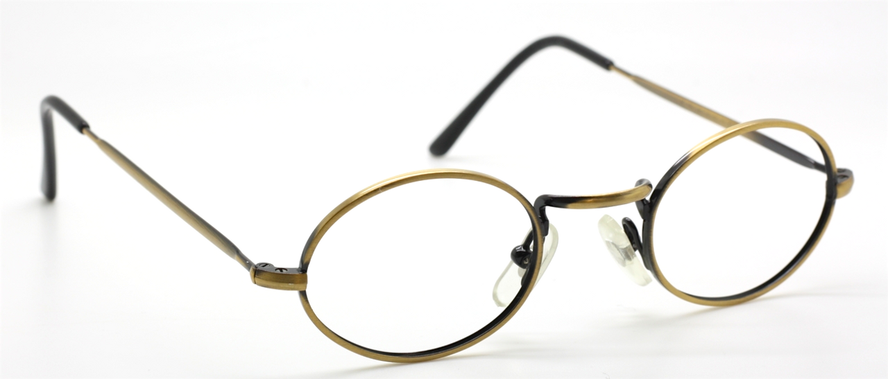Glasses & Sunclip Antique Gold Oval Style Vintage Eyewear By Beuren Eye Sizes 40mm-50mm