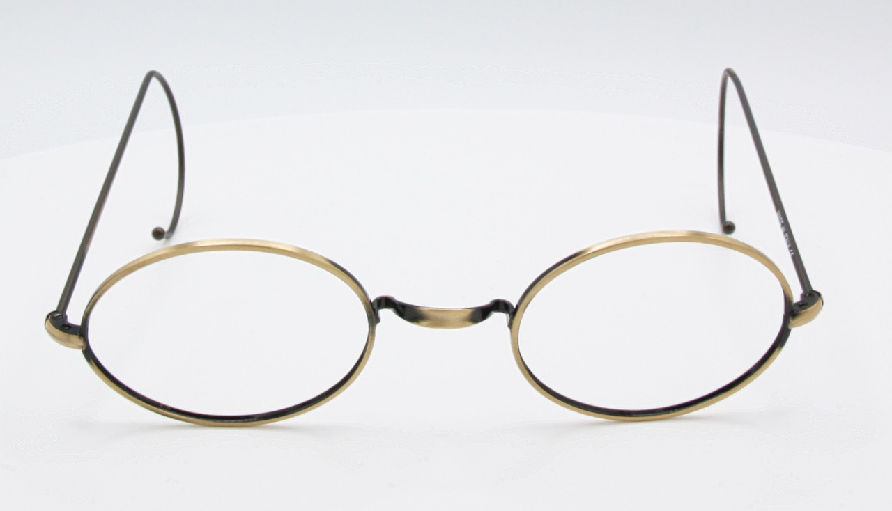 NHS Style Small Antique Gold Oval 'Warwick Bridge' Glasses by Beuren with Co-ordinating Sun Clip Lens Sizes 40-46mm