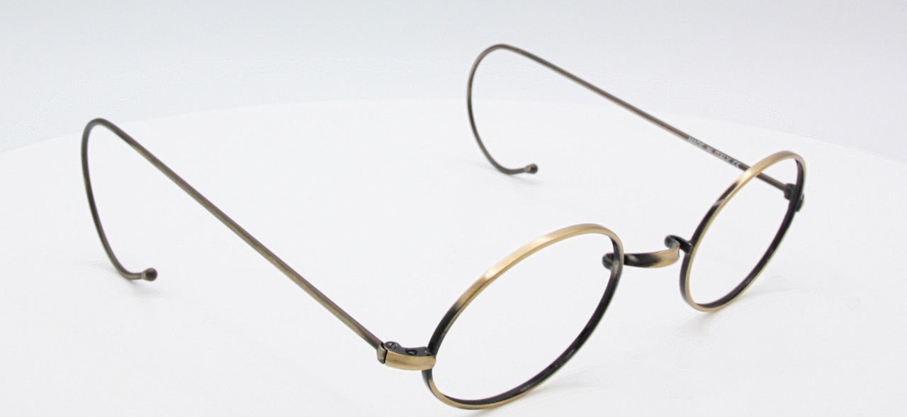 NHS Style Small Antique Gold Oval 'Warwick Bridge' Glasses by Beuren with Co-ordinating Sun Clip Lens Sizes 40-46mm