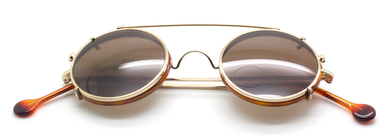 BESTSELLER! Vintage True Round John Lennon Style Eyewear By Beuren AND NOW WITH SUN CLIP! Saddle Bridge, Curlsides And Demi Blonde Rims 40mm or 42mm Eye Sizes