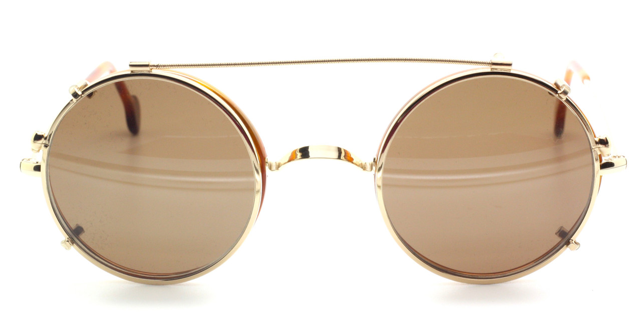 BESTSELLER! Vintage True Round John Lennon Style Eyewear By Beuren AND NOW WITH SUN CLIP! Saddle Bridge, Curlsides And Demi Blonde Rims 40mm or 42mm Eye Sizes