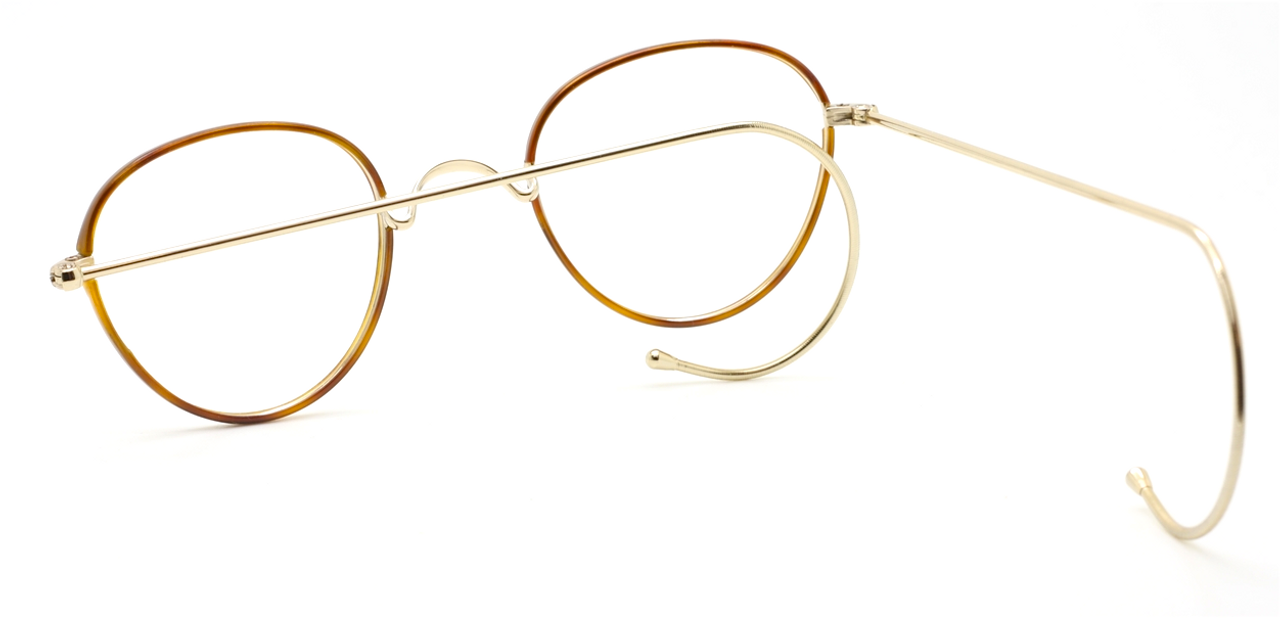 NOW WITH MATCHING SUN CLIP! Panto NHS Style Spectacles By Beuren With Saddle Bridge And Demi Blonde Rims  42mm Eye Size And The Option Of Curlside Arms