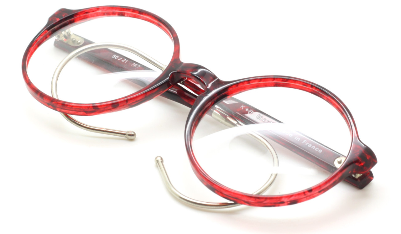 ONLY 1 AVAILABLE! True Round Vintage Eyewear By Beuren In A Vibrant Red Acrylic With Metal Hooked Earpieces 50mm