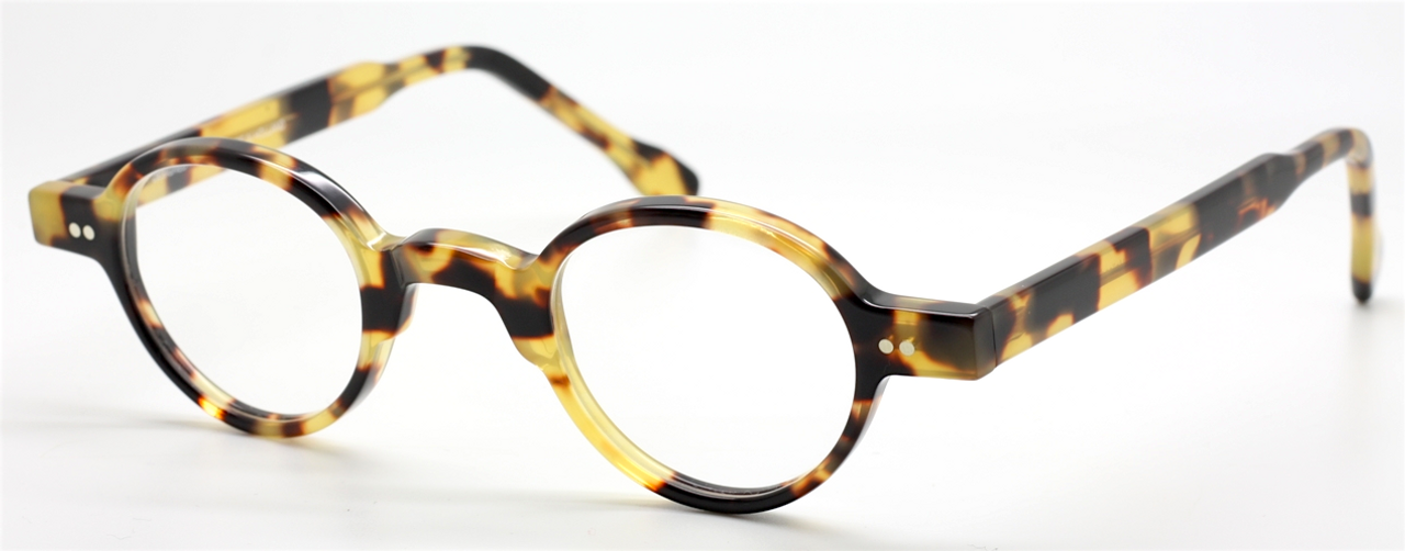 Small Round Style Frame Holland 704 Hand Made Preciosa In Blonde Tortoiseshell Effect Acetate Glasses With Matching Sun Clip