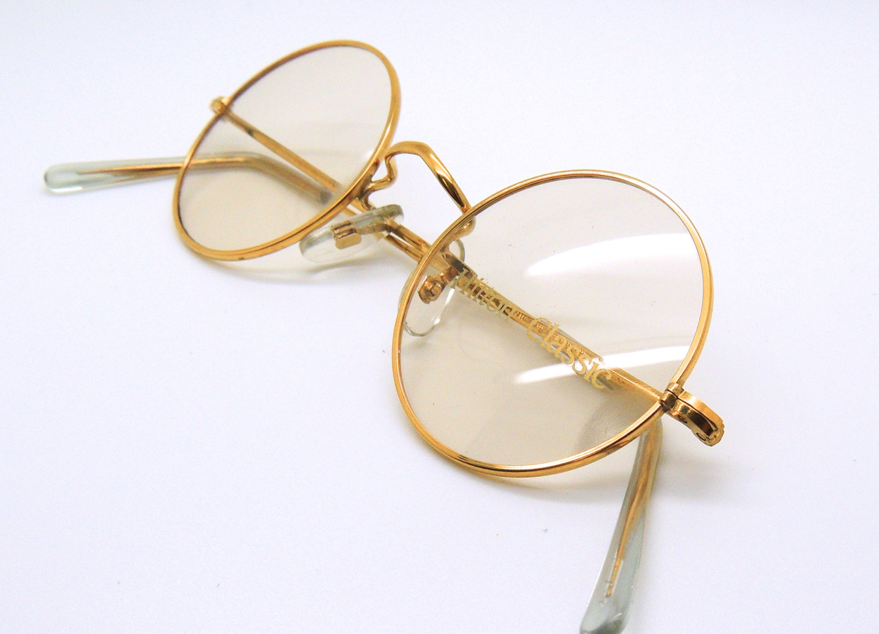 Rolled Gold round designer glasses Hand Made in London at Algha Works from The Old GLasses Shop Ltd