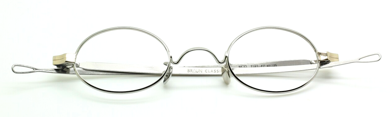 Classic Oval Style Small Shiny Silver Eyewear By Beuren Model 1191 With Straight Arms