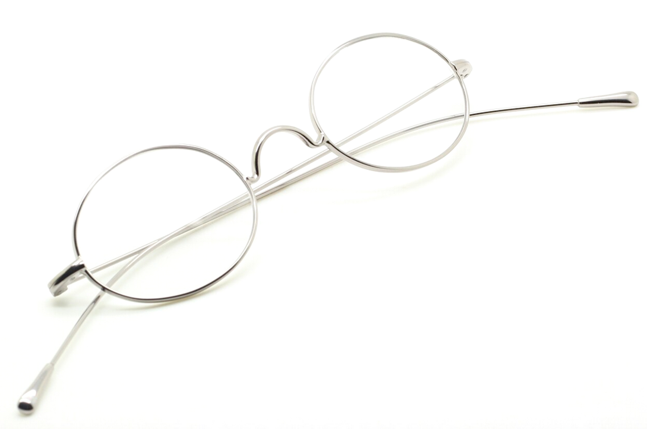 Shiny Silver Lightweight Oval Glasses By Beuren Model 71005 With Saddle Bridge 40mm