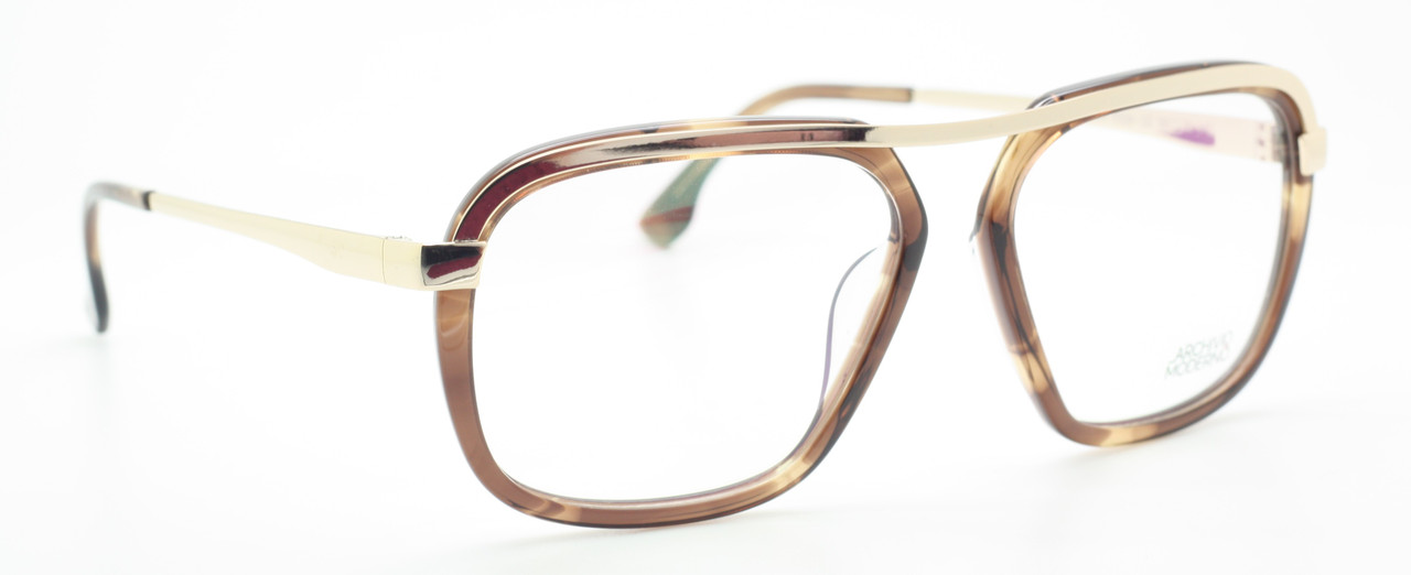 Archivio Moderno 7006 Large Eye Square Style Glasses In Gold & Turtle Effect  56mm Eye Size