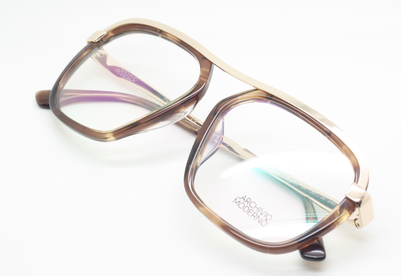 Archivio Moderno 7006 Large Eye Square Style Glasses In Gold & Turtle Effect  56mm Eye Size