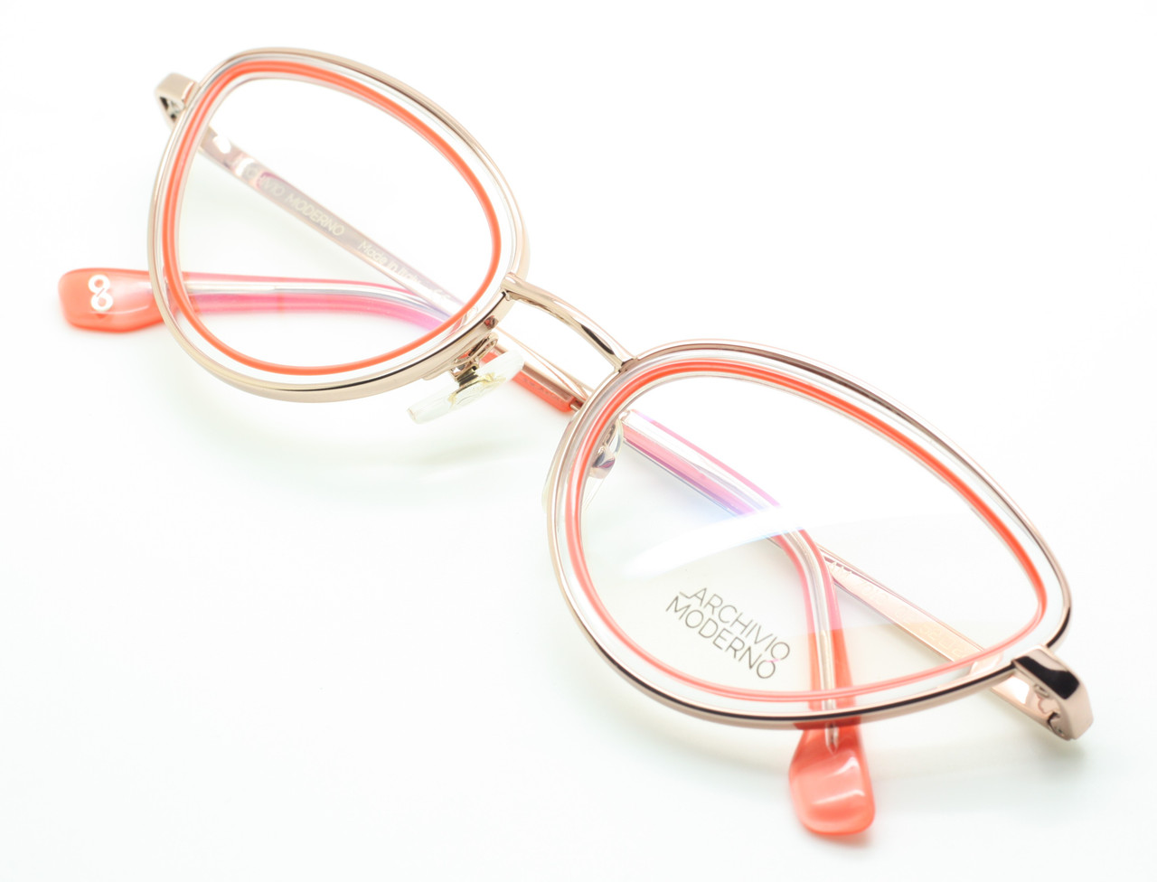 Cat Eye Shaped Glasses AT THEIR BEST! Archivio Moderno 7013 In Gold & Pink 52mm Eye Size