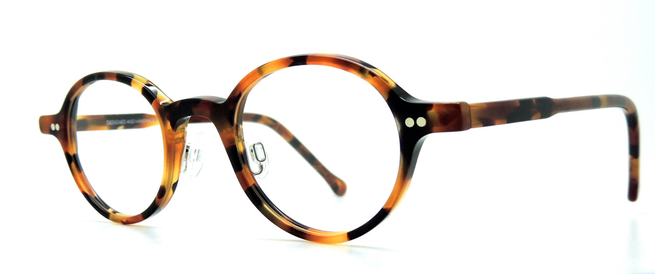 NOW WITH MATCHING SUN CLIP! Frame Holland 764 Hand Made Preciosa Tortoiseshell Effect Round Acetate Glasses