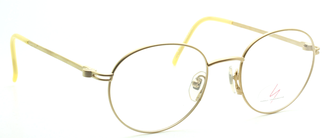 Vintage YOHJI YAMAMOTO Eyewear 5104 22kt gold Platted Matt Gold Panto Shaped Glasses 48/50mm Eye Size