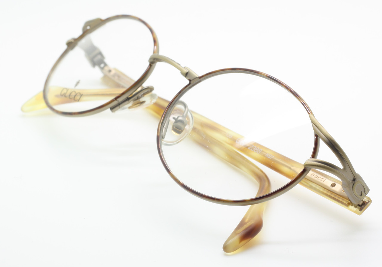 Oval Designer Glasses By GUCCI Vintage Antique Gold