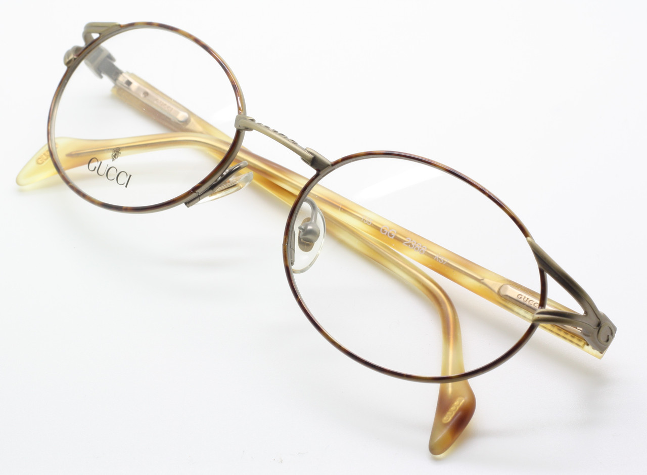 Oval Designer Glasses By GUCCI Vintage Antique Gold & Tortoiseshell Eyewear 52mm Lens Size