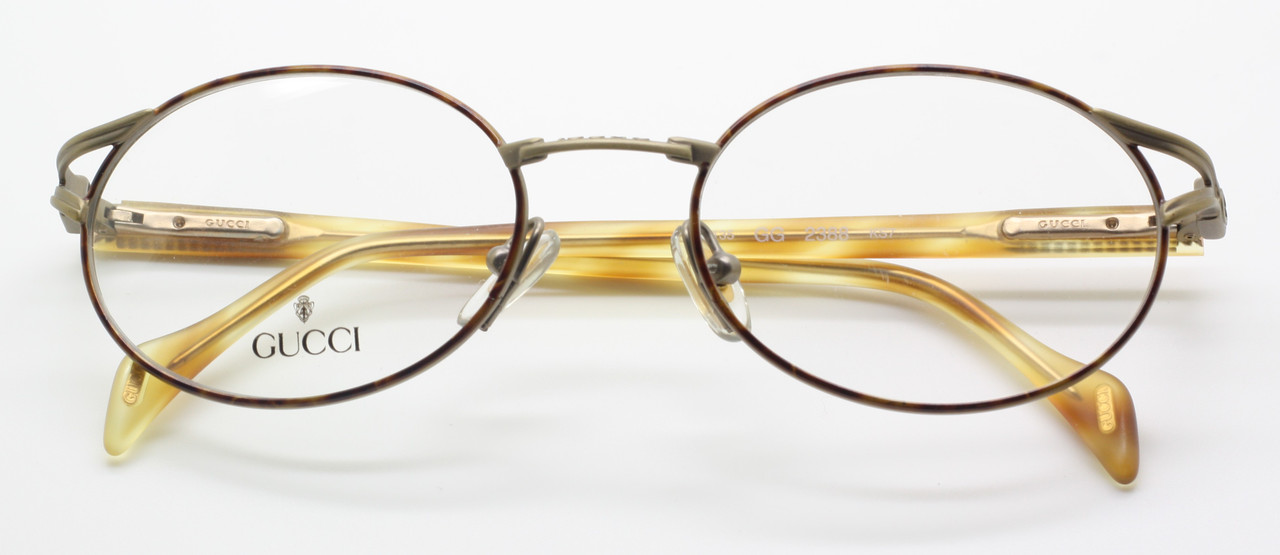 Oval Designer Glasses By GUCCI Vintage Antique Gold