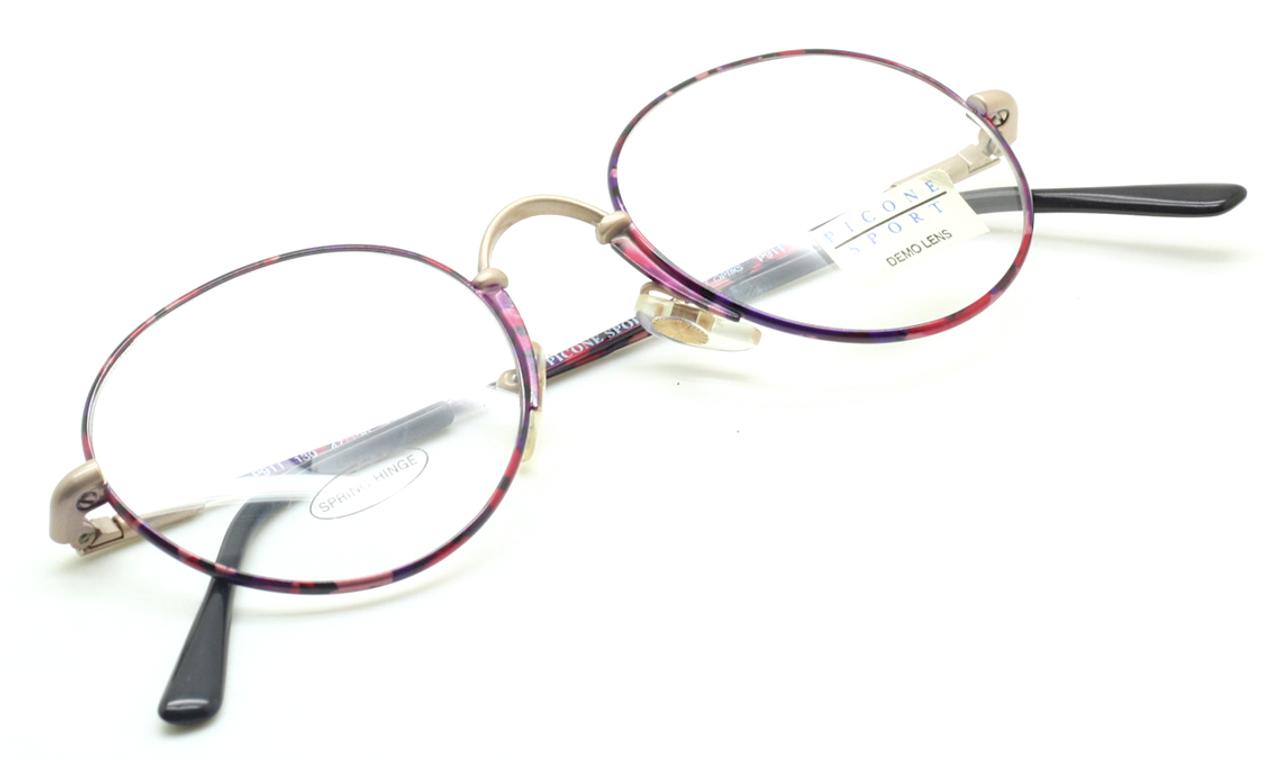 Vintage Designer Glasses By Evan Picone Panto Shape Pink and Purple Finish Eyewear E911