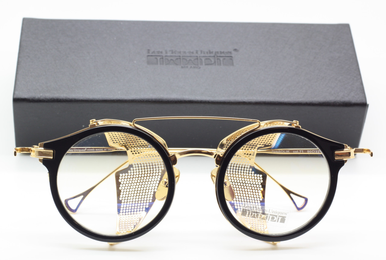 Winged Edge Glasses In Black And Gold Italian Made By Les Pieces Uniques At The Old Glasses Shop Ltd