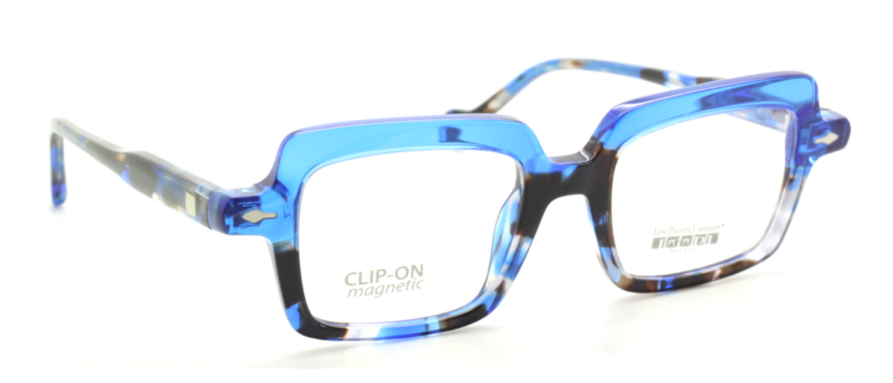 Eye catching Rectangular Eyewear By Les Pieces Uniques BENJI Blue Acetate Glasses 43mm Lens Size