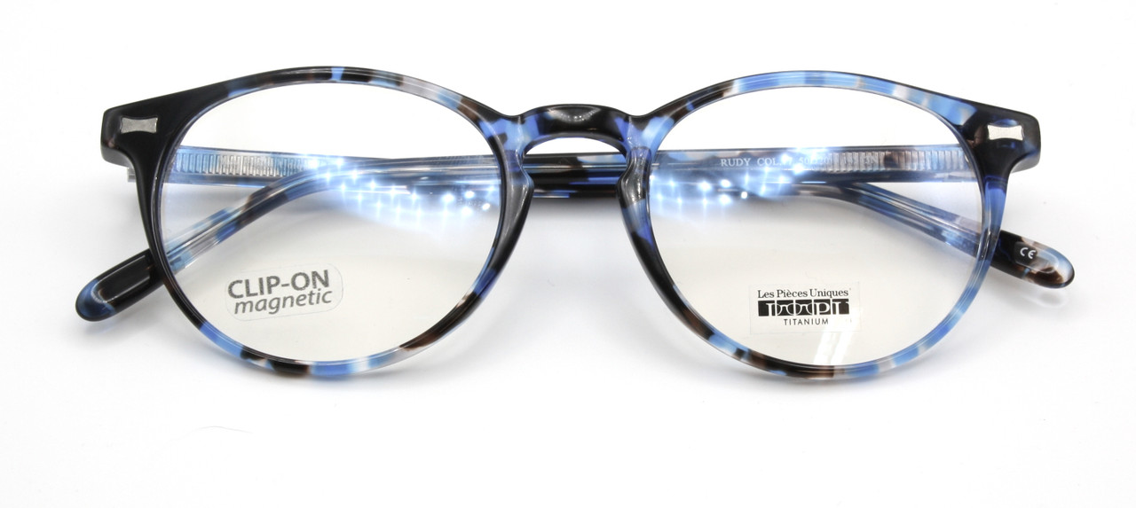 Eyewear By Les Pieces Uniques RUDY Blue Tortoiseshell Effect Acetate Frames 50mm Lens Size