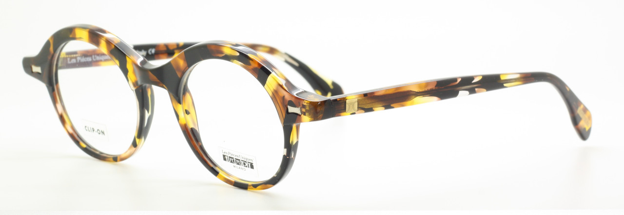 Round Style Eyewear By Les Pieces Uniques EMMA Tortoiseshell Effect Acetate Glasses With Matching Sun Clip