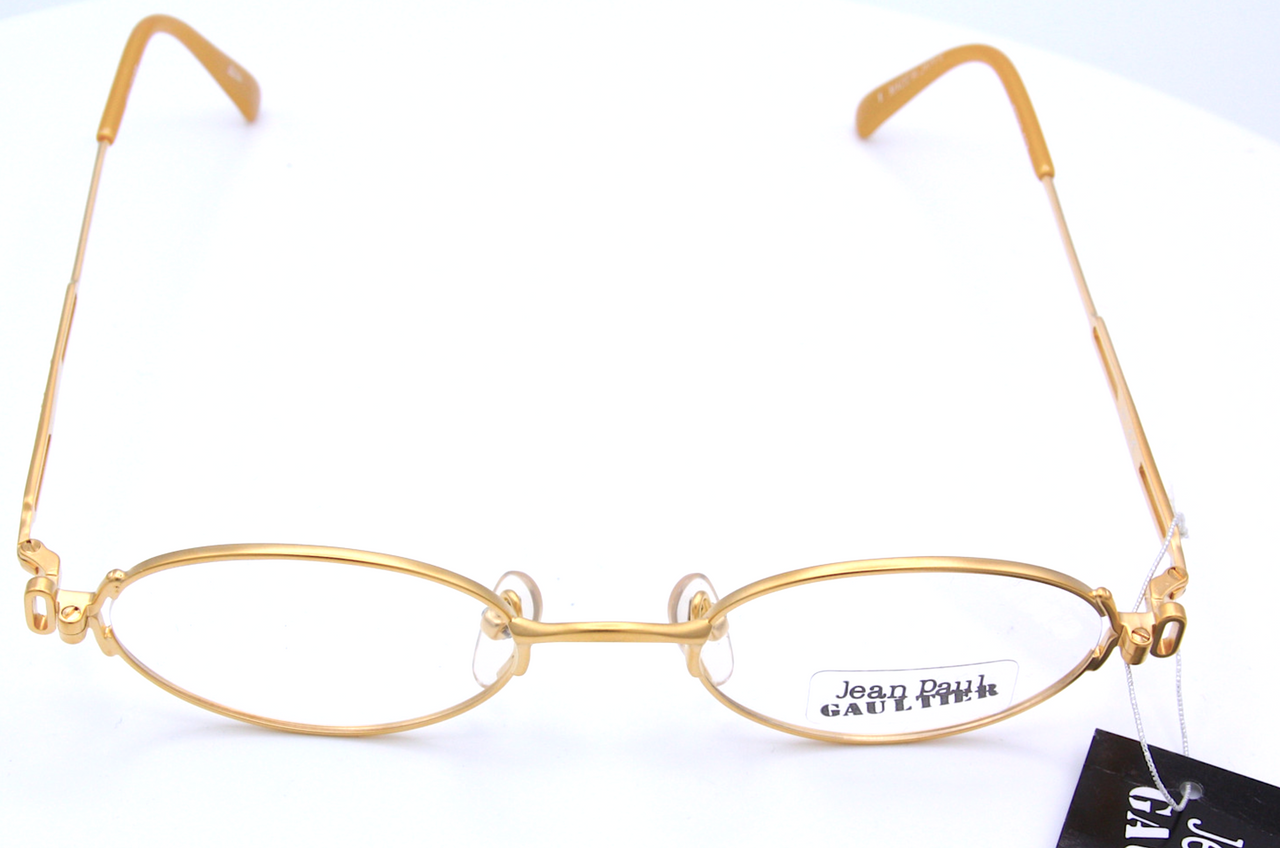 Vintage Gold Plated Oval Glasses By Jean Paul Gaultier 7109 Designer Eyewear 47mm Lens Size